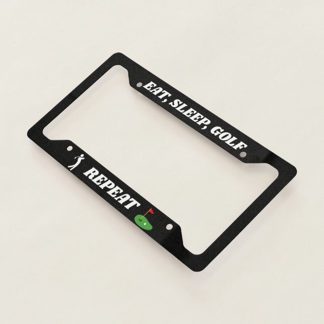 Custom Eat Sleep Golf Repeat Quotes Funny  Novelty License Plate Frame (3/4)