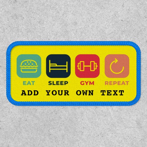 Custom Eat Sleep Gym Repeat Workout Icons Patch