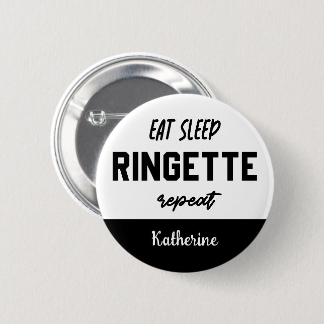 Custom Eat Sleep Ringette Repeat Ringette Player Button (Front & Back)