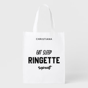 Custom Eat Sleep Ringette Repeat Ringette Player Grocery Bag