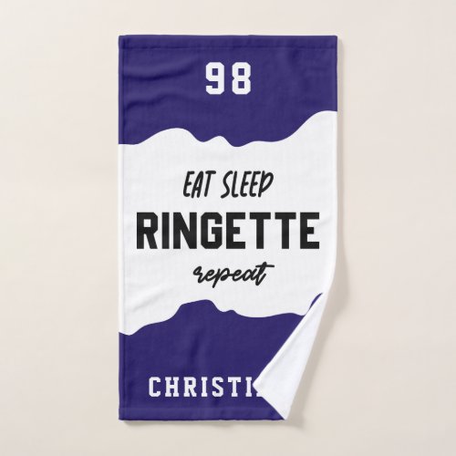 Custom Eat Sleep Ringette Repeat Ringette Player Hand Towel