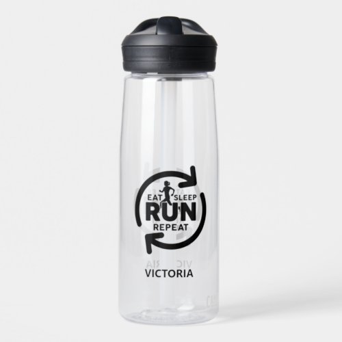 Custom Eat Sleep Run Repeat text For Runners Water Bottle