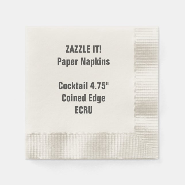 Custom ECRU Coined Cocktail Paper Napkins Blank (Front)