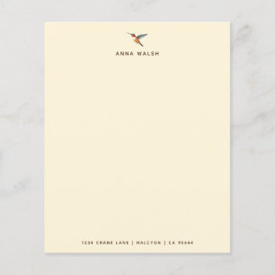 Custom Ecru Hummingbird Stationery Paper