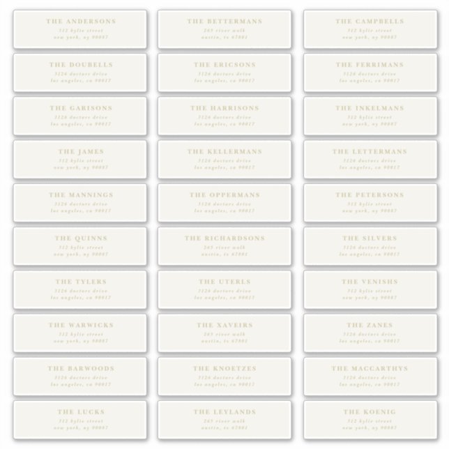 Custom Editable Individual Wedding Guest Address Sticker (Front)