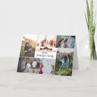 Custom Editable Multi Photo, Name Text Christmas Holiday Card