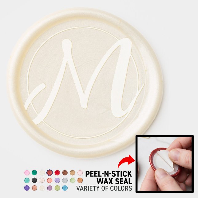 Custom Editable Wax Peel-and-Stick Script Monogram Seal Sticker (Flexible genuine wax with Peel-n-Stick back for easy use. Variety of wax colors available.
)