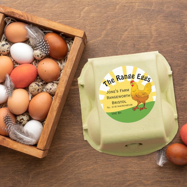custom egg box Label  free range sunset chicken (Creator Uploaded)