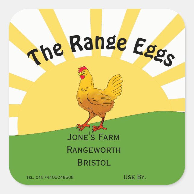 Custom Egg Box Label – Sunset Chicken Design (Front)