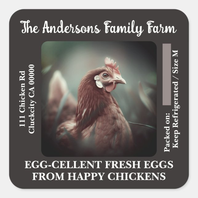 Custom Egg Carton Labels Chicken Photo Template  (Front)
