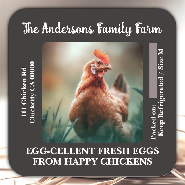 Custom Egg Carton Labels Chicken Photo Template  (Creator Uploaded)