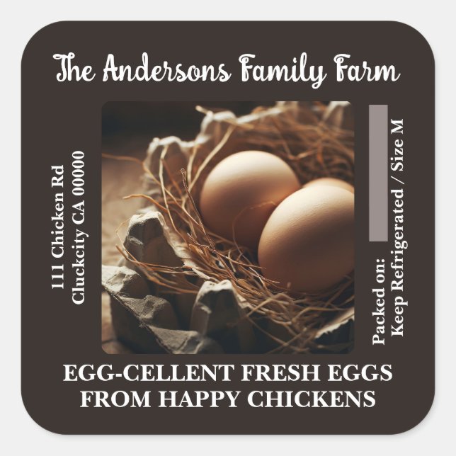 Custom Eggs in a Nest Carton Label Photo Template  (Front)