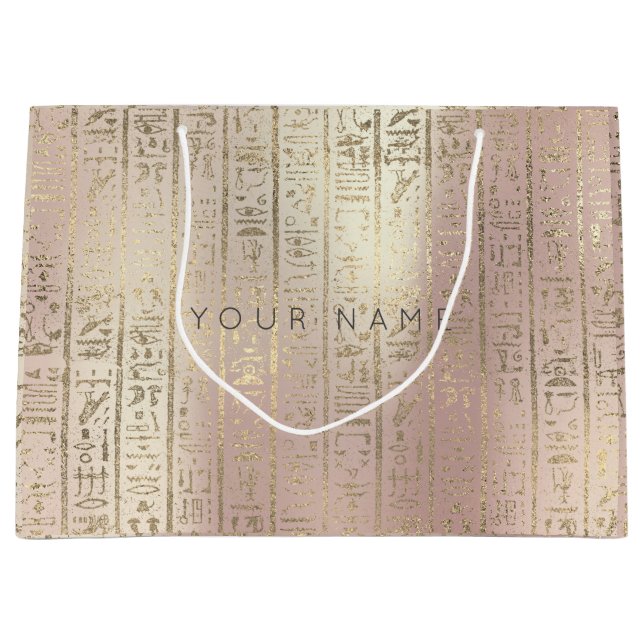 Custom Egyptian Foxier Metallic Rose Gold Script Large Gift Bag (Front)