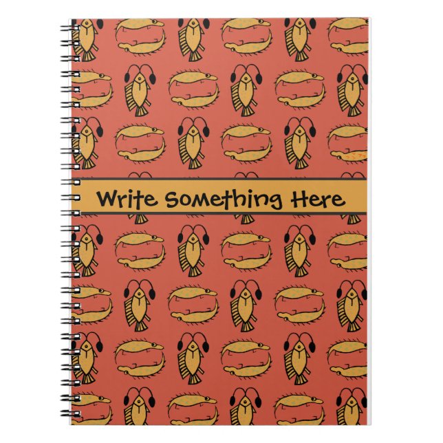 Custom Egyptian Red Yellow Crocodile Fish Tribal Notebook (Front)