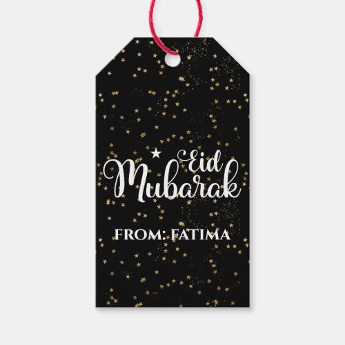 Custom Eid Mubarak Modern Black Eid Gift Tag