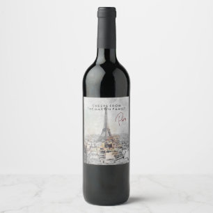 Custom Eiffel Tower Paris Wine Label Personalized