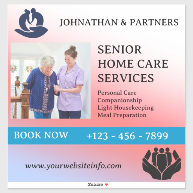 Custom Elderly Home Care Services Vinyl  Sticker (Sheet)