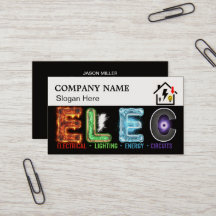 Custom Electrician Business Card with Company Logo