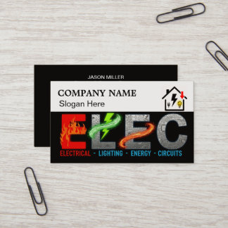 Custom Electrician Business Card with Company Logo