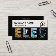 Custom Electrician Business Card with Company Logo
