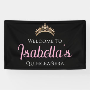 Custom Elegant 15th Birthday Quinceañera Banner