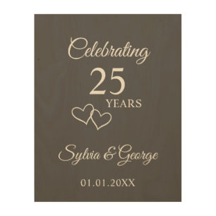 Custom Elegant 25th Wedding Anniversary Wood Sign