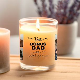 Custom Elegant Best bonus dad ever Photo collage Scented Candle