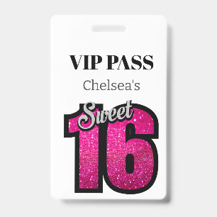 Custom Elegant Birthday White Sweet 16 VIP Badge