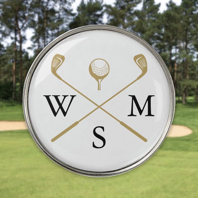 Custom Elegant Black And Gold Monogram Golf Ball Marker (Custom Elegant Black And Gold Monogram Golf Ball Marker)