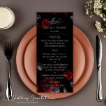 Custom Elegant Black and Red Floral Wedding Menu<br><div class="desc">Elevate your wedding reception with our Custom Elegant Black and Red Floral Wedding Menu, beautifully handcrafted by Mylini Design! This menu isn't just a piece of paper, but a truly unique work of art, designed with love and utmost precision. The enchanting blend of black and red brings out a floral...</div>