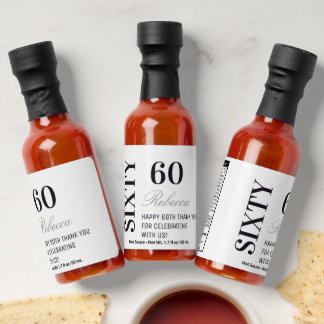 Custom Elegant Black and White 60 Birthday Party  Hot Sauces