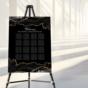 Custom Elegant Black Gold Agate Seating Chart Foam Board