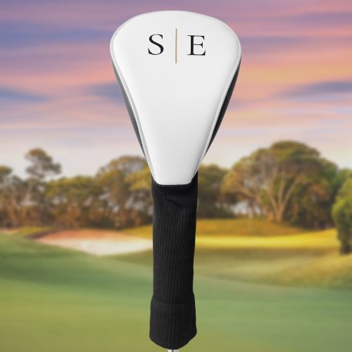 Custom Elegant Black Gold Monogram Golf Head Cover