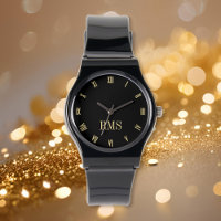 Custom Elegant Black Gold Monogram Silicone Strap