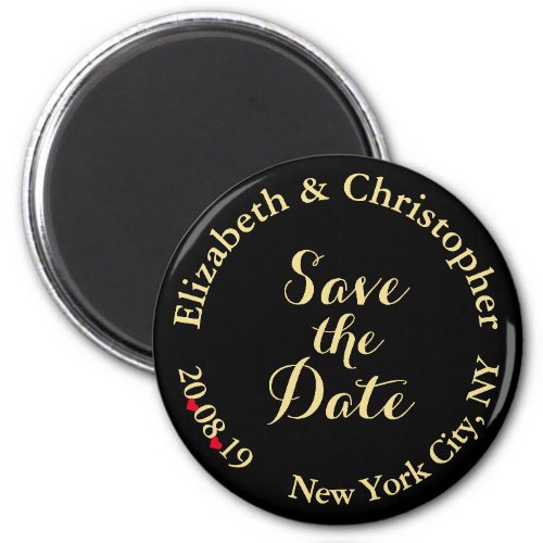 Custom Elegant Black Gold Wedding Save the Date Magnet