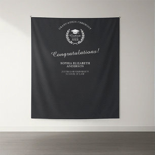 Custom Elegant Black Graduation Party Backdrop