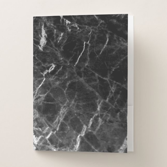 Custom Elegant Black Marble Trendy Template Pocket Folder (Front)