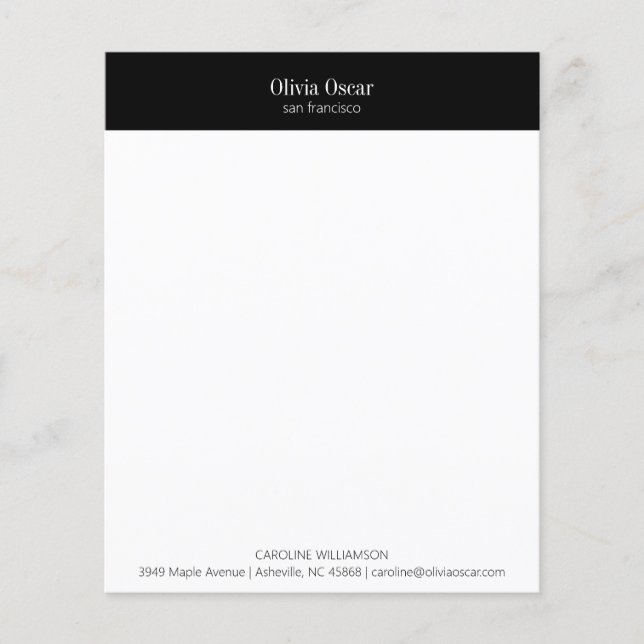 Custom Elegant Black White Business Stationery (Front)