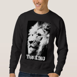 Custom Elegant Black White Pop Art Lion Head Men&#39;s Sweatshirt