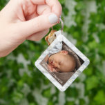 Custom Elegant Blue Gray Marble Pattern Keepsake Keychain<br><div class="desc">Unique,  classic,  cute and decorative keychain with a beautiful blue grey brown marble pattern. With the option to customize or personalize with name,  text,  and photo of your choice. This photo display makes an excellent keepsake gift for grandparents or new parents!</div>