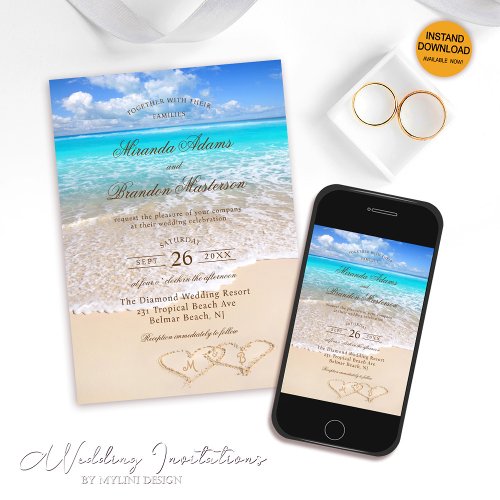 Custom Elegant Blue Ocean Tropical Beach Wedding