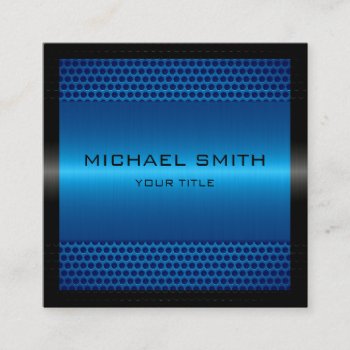 Custom Elegant Blue Stainless Metal Square Business Card by nhanyi at Zazzle