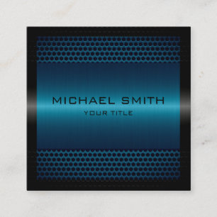 Custom Elegant Blue Stainless Metal Square Business Card