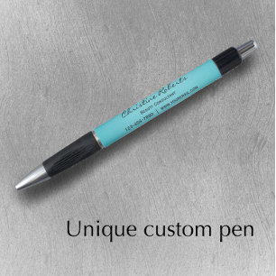 Custom Elegant Blue Teal Business Promotional Pen