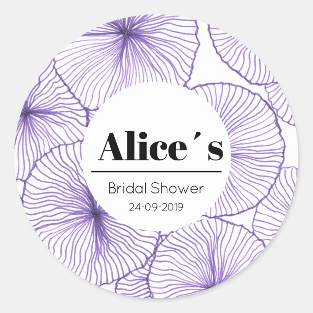 Custom Elegant Bridal Shower Floral Bohemian Classic Round Sticker (Front)