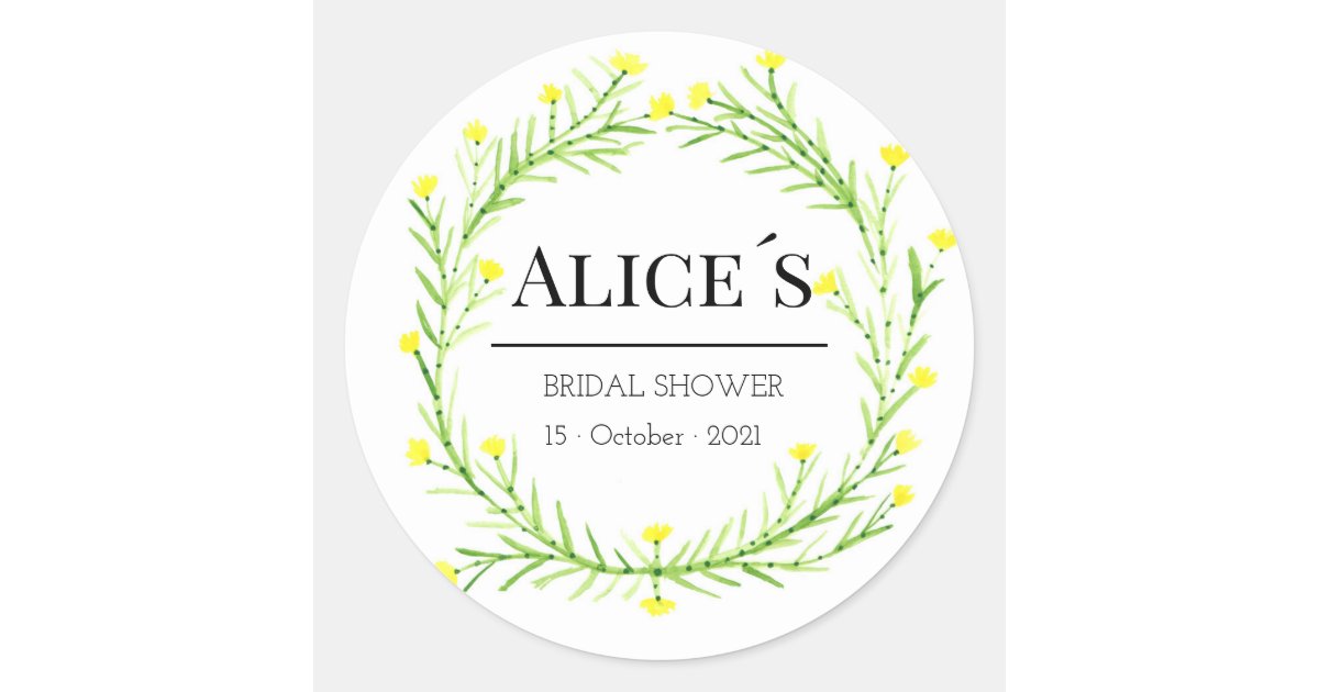 Custom Elegant Bridal Shower Floral Bohemian Classic Round Sticker | Zazzle