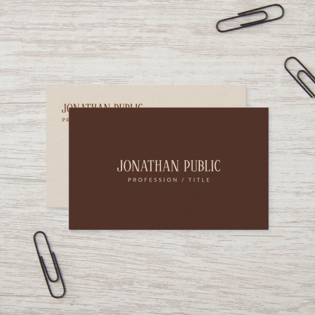 Custom Elegant Brown & Beige Template Luxury Thick Business Card (Front/Back In Situ)