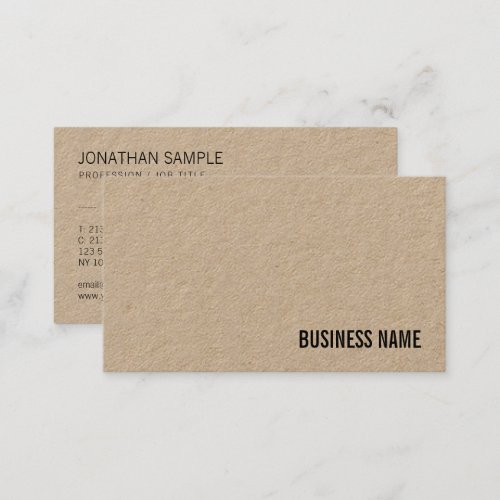 Custom Elegant Brown Kraft Paper Modern Template Business Card