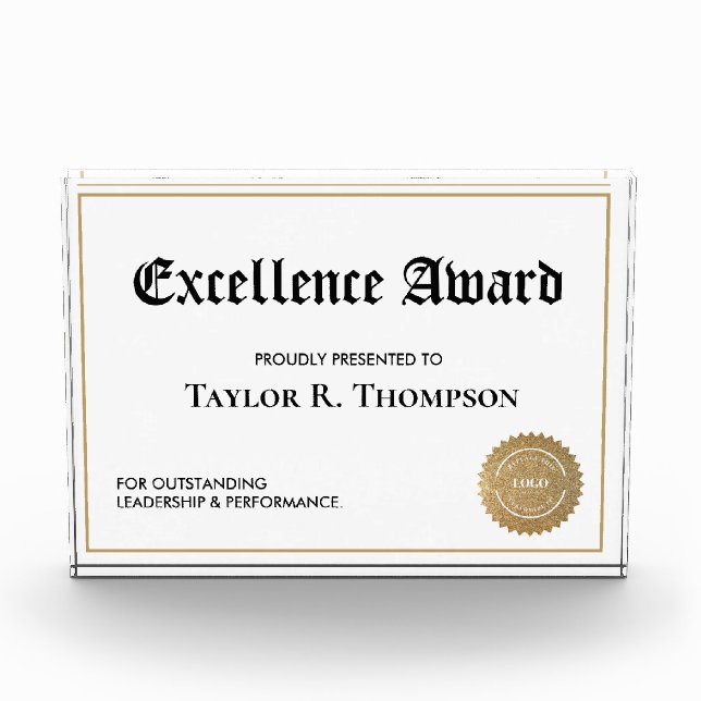 Custom Elegant Business Excellence award template (Front)