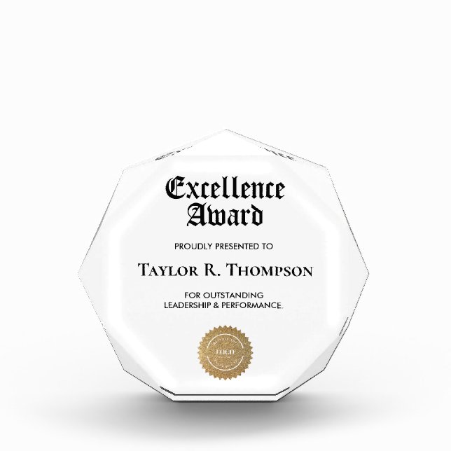 Custom Elegant Business Excellence award template (Front)